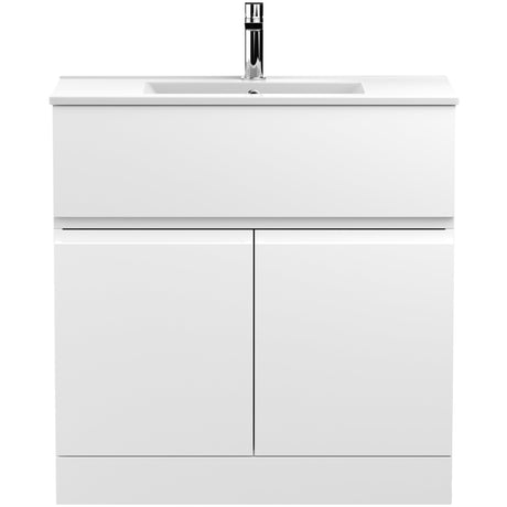 Hudson Reed Urban 800mm Freestanding Vanity Unit & Basin, 2 Doors, 1 Drawer Satin White URB105B