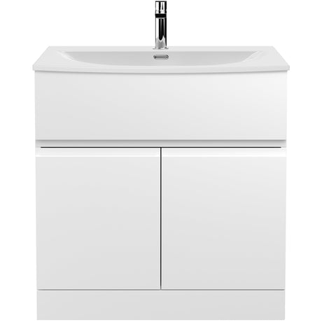 Hudson Reed Urban 800mm Freestanding Vanity Unit & Basin, 2 Doors, 1 Drawer Satin White URB105G