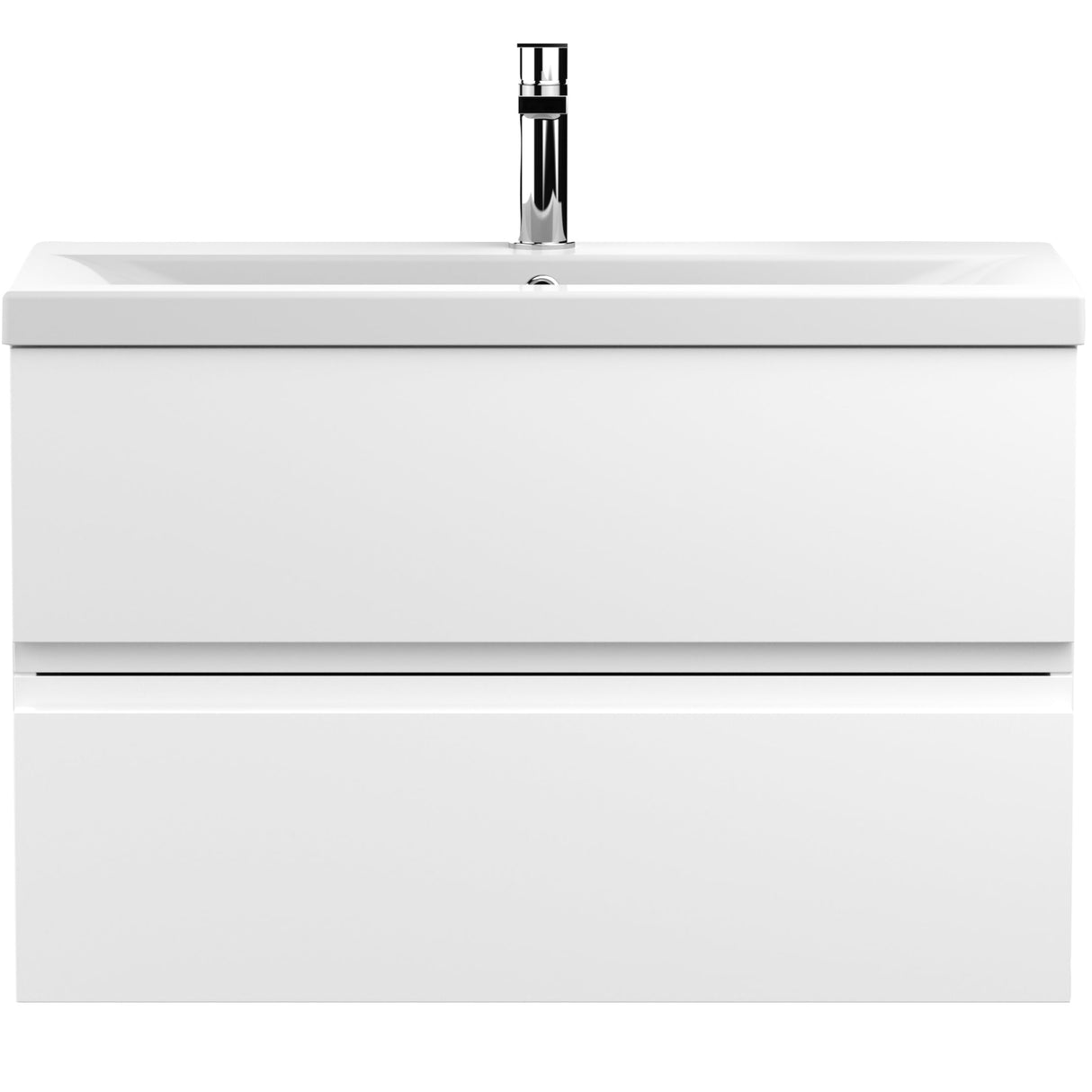 Hudson Reed Urban 800mm Wall Hung Vanity Unit & Basin, 2 Drawers Satin White URB106A