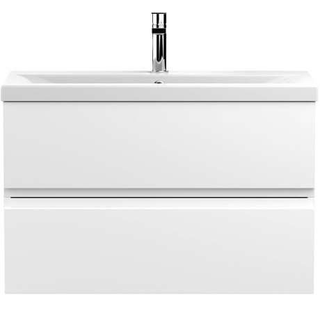 Hudson Reed Urban 800mm Wall Hung Vanity Unit & Basin, 2 Drawers Satin White URB106A