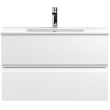 Hudson Reed Urban 800mm Wall Hung Vanity Unit & Basin, 2 Drawers Satin White URB106B