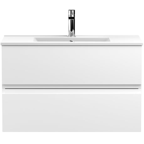 Hudson Reed Urban 800mm Wall Hung Vanity Unit & Basin, 2 Drawers Satin White URB106B
