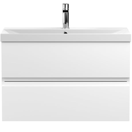 Hudson Reed Urban 800mm Wall Hung Vanity Unit & Basin, 2 Drawers Satin White URB106D
