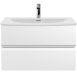 Hudson Reed Urban 800mm Wall Hung Vanity Unit & Basin, 2 Drawers Satin White URB106G