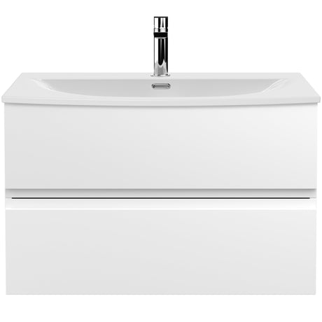Hudson Reed Urban 800mm Wall Hung Vanity Unit & Basin, 2 Drawers Satin White URB106G