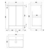 Hudson Reed Urban 500mm Freestanding Vanity Unit & Basin, 2 Doors Satin White URB107D LD