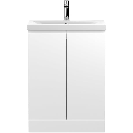 Hudson Reed Urban 600mm Freestanding Vanity Unit & Basin, 2 Doors Satin White URB108A
