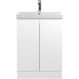 Hudson Reed Urban 600mm Freestanding Vanity Unit & Basin, 2 Doors Satin White URB108D