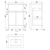 Hudson Reed Urban 500mm Freestanding Vanity Unit & Basin, 2 Doors, 1 Drawer Soft Black URB1401B LD