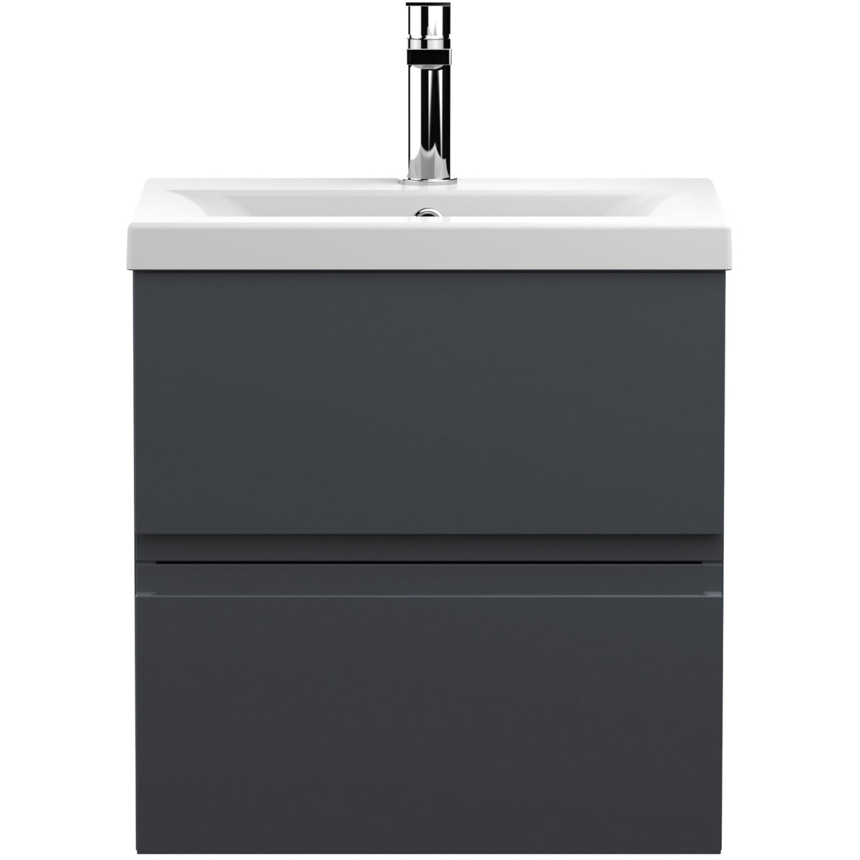 Hudson Reed Urban 500mm Wall Hung Vanity Unit & Basin, 2 Drawers Soft Black URB1402A