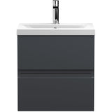 Hudson Reed Urban 500mm Wall Hung Vanity Unit & Basin, 2 Drawers Soft Black URB1402A