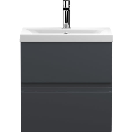 Hudson Reed Urban 500mm Wall Hung Vanity Unit & Basin, 2 Drawers Soft Black URB1402A