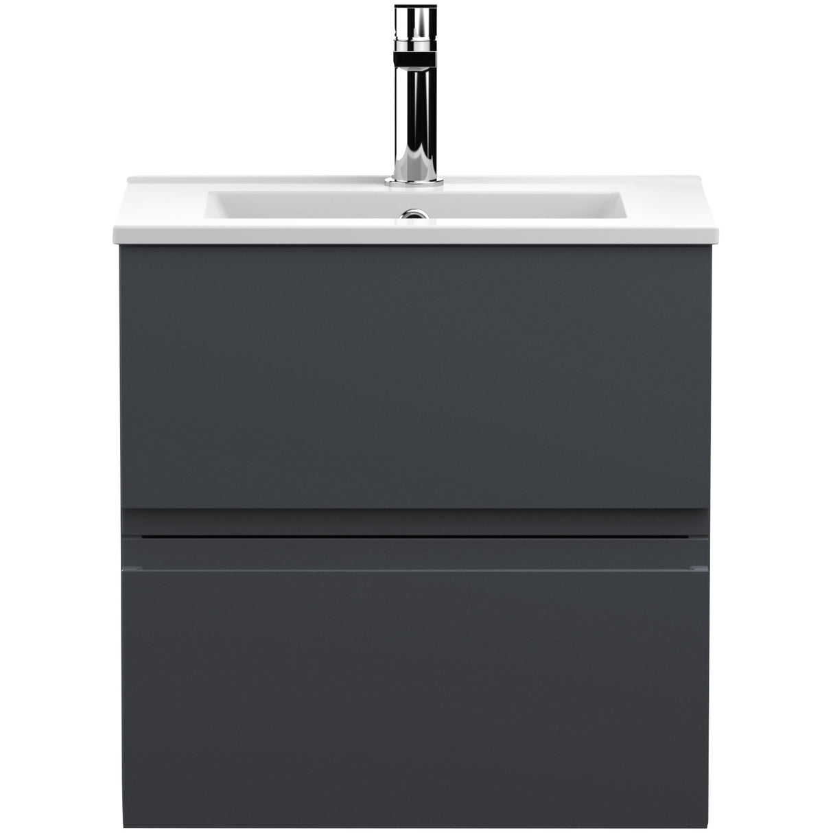 Hudson Reed Urban 500mm Wall Hung Vanity Unit & Basin, 2 Drawers Soft Black URB1402B