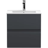 Hudson Reed Urban 500mm Wall Hung Vanity Unit & Basin, 2 Drawers Soft Black URB1402B