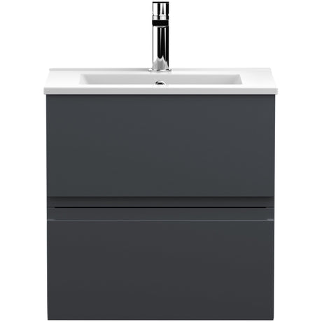 Hudson Reed Urban 500mm Wall Hung Vanity Unit & Basin, 2 Drawers Soft Black URB1402B
