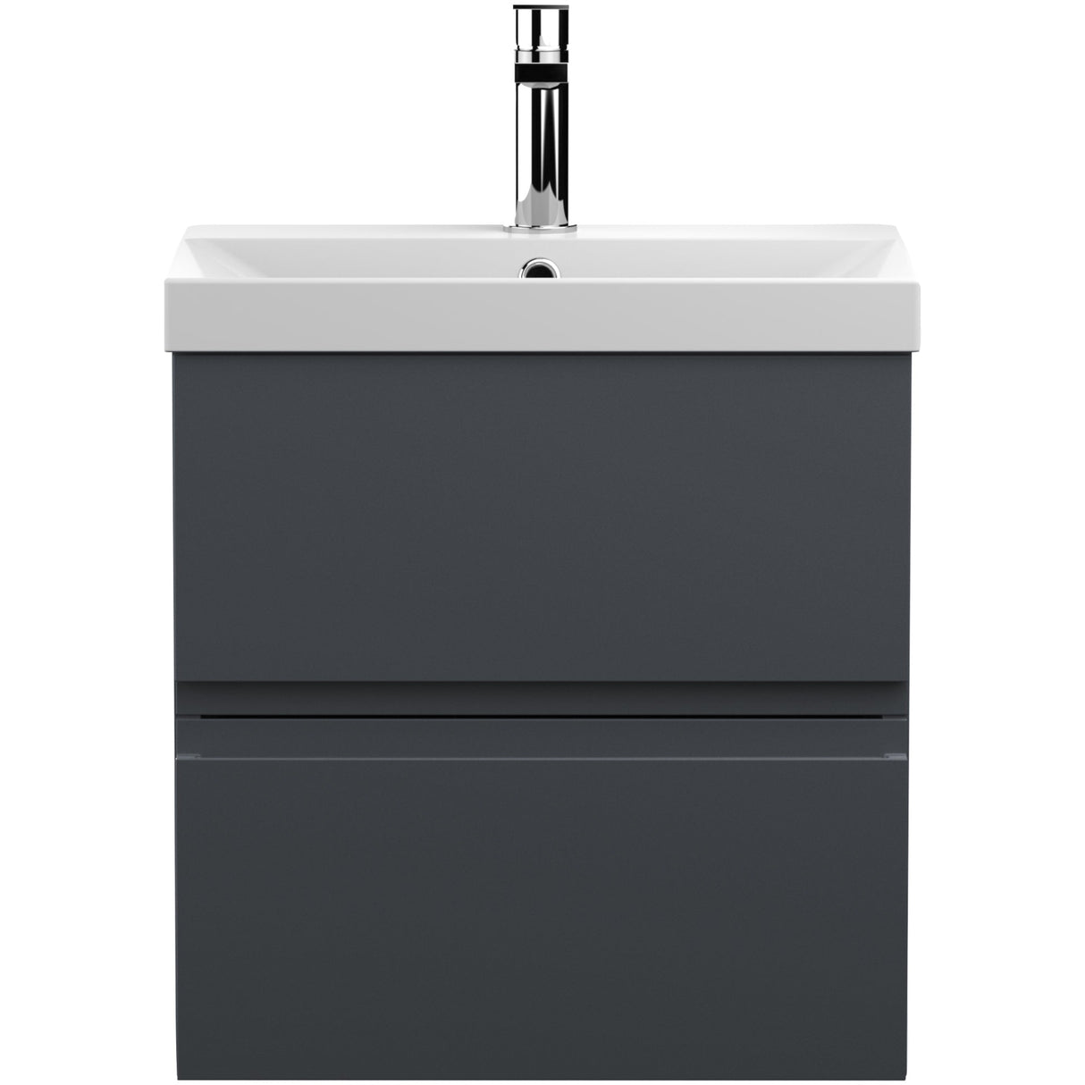 Hudson Reed Urban 500mm Wall Hung Vanity Unit & Basin, 2 Drawers Soft Black URB1402D