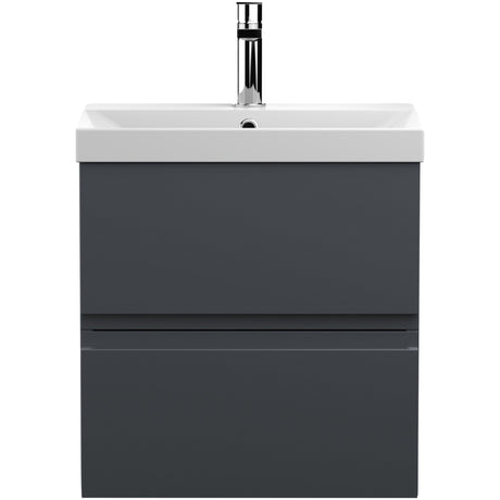 Hudson Reed Urban 500mm Wall Hung Vanity Unit & Basin, 2 Drawers Soft Black URB1402D