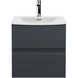 Hudson Reed Urban 500mm Wall Hung Vanity Unit & Basin, 2 Drawers Soft Black URB1402G