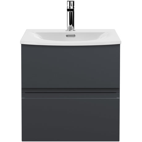 Hudson Reed Urban 500mm Wall Hung Vanity Unit & Basin, 2 Drawers Soft Black URB1402G
