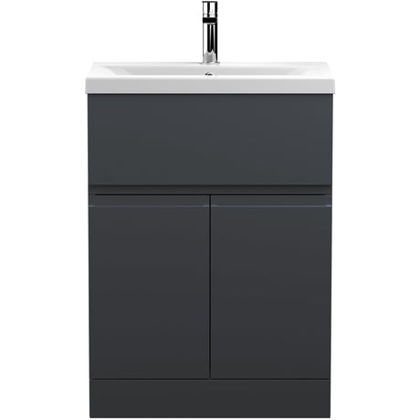 Hudson Reed Urban 600mm Freestanding Vanity Unit & Basin, 2 Doors, 1 Drawer Soft Black URB1403A
