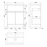 Hudson Reed Urban 600mm Freestanding Vanity Unit & Basin, 2 Doors, 1 Drawer Soft Black URB1403A LD