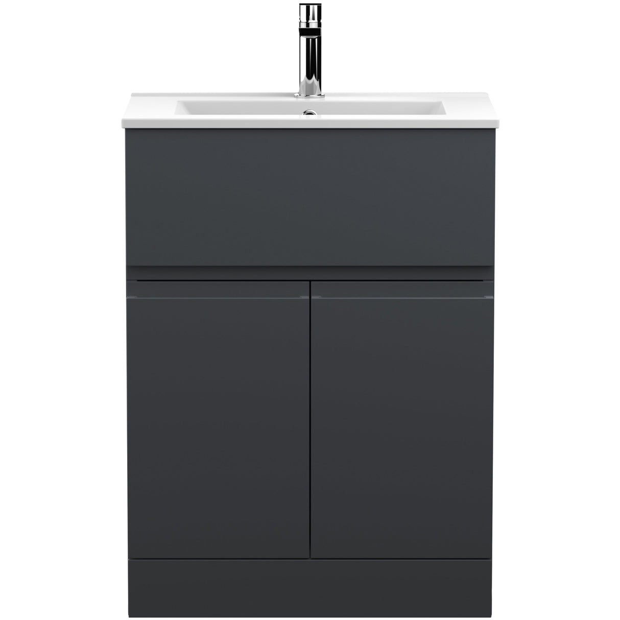 Hudson Reed Urban 600mm Freestanding Vanity Unit & Basin, 2 Doors, 1 Drawer Soft Black URB1403B