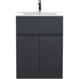 Hudson Reed Urban 600mm Freestanding Vanity Unit & Basin, 2 Doors, 1 Drawer Soft Black URB1403B