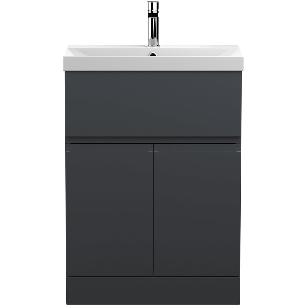 Hudson Reed Urban 600mm Freestanding Vanity Unit & Basin, 2 Doors, 1 Drawer Soft Black URB1403D