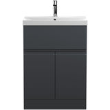 Hudson Reed Urban 600mm Freestanding Vanity Unit & Basin, 2 Doors, 1 Drawer Soft Black URB1403D