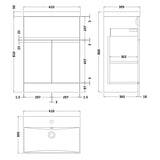 Hudson Reed Urban 600mm Freestanding Vanity Unit & Basin, 2 Doors, 1 Drawer Soft Black URB1403D LD