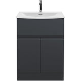 Hudson Reed Urban 600mm Freestanding Vanity Unit & Basin, 2 Doors, 1 Drawer Soft Black URB1403G