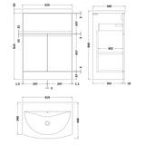 Hudson Reed Urban 600mm Freestanding Vanity Unit & Basin, 2 Doors, 1 Drawer Soft Black URB1403G LD