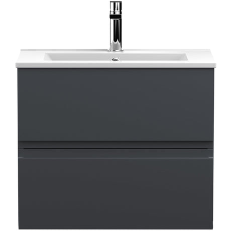 Hudson Reed Urban 600mm Wall Hung Vanity Unit & Basin, 2 Drawers Soft Black URB1404B