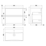 Hudson Reed Urban 600mm Wall Hung Vanity Unit & Basin, 2 Drawers Soft Black URB1404D LD