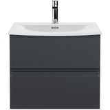 Hudson Reed Urban 600mm Wall Hung Vanity Unit & Basin, 2 Drawers Soft Black URB1404G