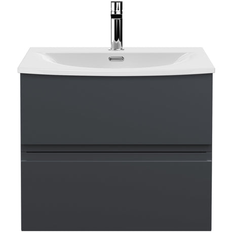 Hudson Reed Urban 600mm Wall Hung Vanity Unit & Basin, 2 Drawers Soft Black URB1404G