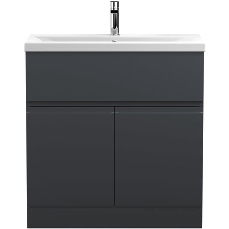 Hudson Reed Urban 800mm Freestanding Vanity Unit & Basin, 2 Doors, 1 Drawer Soft Black URB1405A