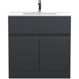 Hudson Reed Urban 800mm Freestanding Vanity Unit & Basin, 2 Doors, 1 Drawer Soft Black URB1405B