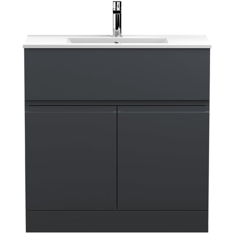 Hudson Reed Urban 800mm Freestanding Vanity Unit & Basin, 2 Doors, 1 Drawer Soft Black URB1405B