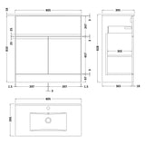 Hudson Reed Urban 800mm Freestanding Vanity Unit & Basin, 2 Doors, 1 Drawer Soft Black URB1405B LD