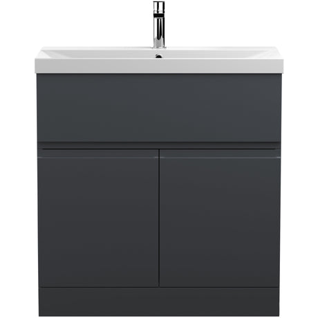 Hudson Reed Urban 800mm Freestanding Vanity Unit & Basin, 2 Doors, 1 Drawer Soft Black URB1405D
