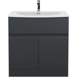 Hudson Reed Urban 800mm Freestanding Vanity Unit & Basin, 2 Doors, 1 Drawer Soft Black URB1405G