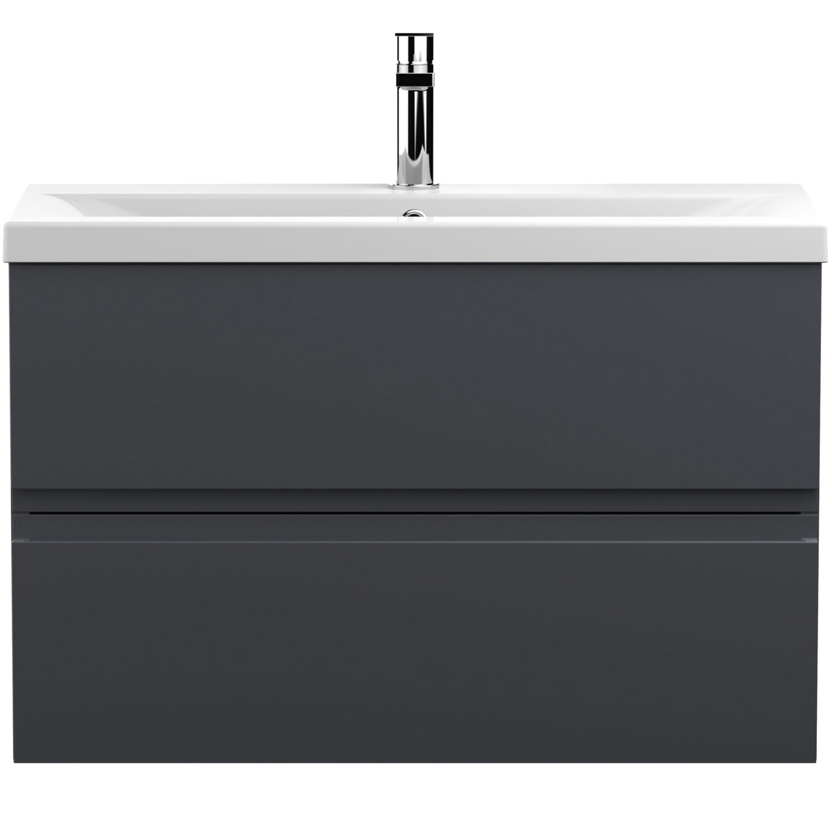 Hudson Reed Urban 800mm Wall Hung Vanity Unit & Basin, 2 Drawers Soft Black URB1406A