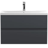 Hudson Reed Urban 800mm Wall Hung Vanity Unit & Basin, 2 Drawers Soft Black URB1406A