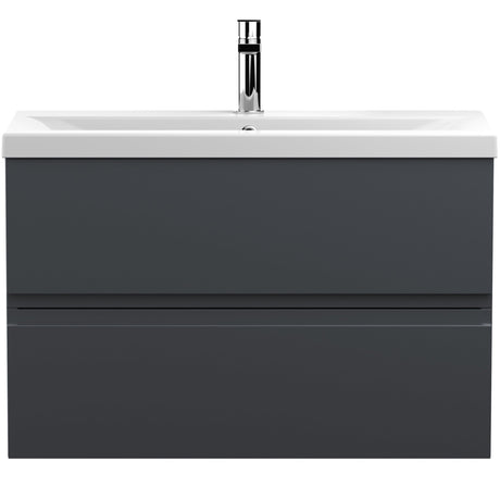 Hudson Reed Urban 800mm Wall Hung Vanity Unit & Basin, 2 Drawers Soft Black URB1406A