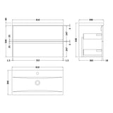 Hudson Reed Urban 800mm Wall Hung Vanity Unit & Basin, 2 Drawers Soft Black URB1406A LD