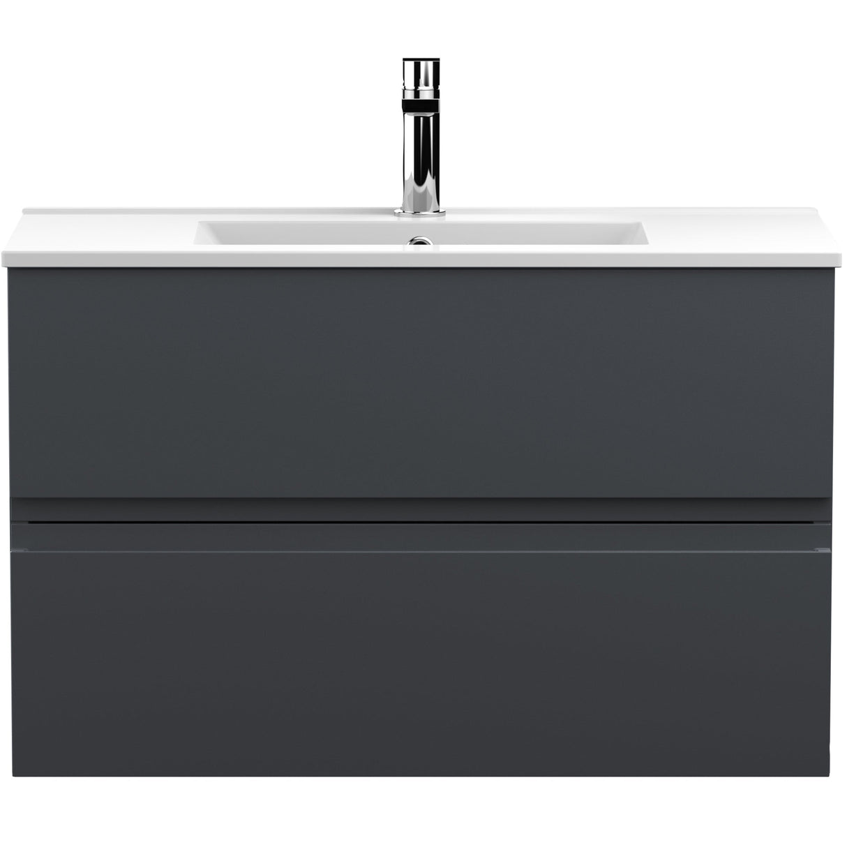 Hudson Reed Urban 800mm Wall Hung Vanity Unit & Basin, 2 Drawers Soft Black URB1406B