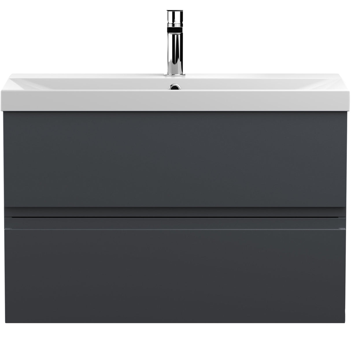Hudson Reed Urban 800mm Wall Hung Vanity Unit & Basin, 2 Drawers Soft Black URB1406D