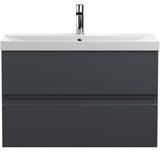 Hudson Reed Urban 800mm Wall Hung Vanity Unit & Basin, 2 Drawers Soft Black URB1406D