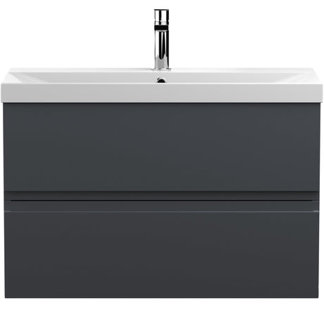 Hudson Reed Urban 800mm Wall Hung Vanity Unit & Basin, 2 Drawers Soft Black URB1406D